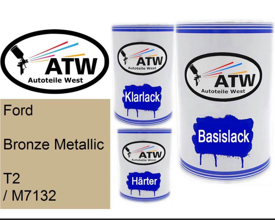 Ford, Bronze Metallic, T2 / M7132: 500ml Lackdose + 500ml Klarlack + 250ml Härter - Set, von ATW Autoteile West.
